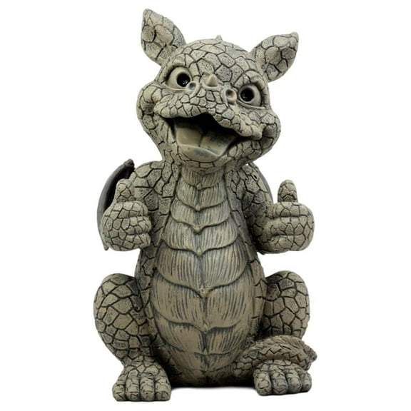 Ebros Whimsical Good Job Thumbs Up Dragon Garden Statue Faux Stone Resin Finish 10" H Dungeons and Dragons Mythical Fantasy Sculpture Guest Greeter Home Decor