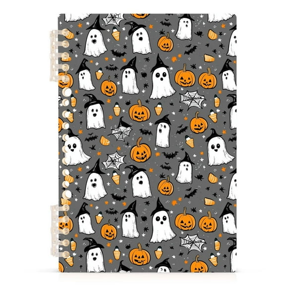Cute Ghost Pumpkin Star Notebooks 1-subject Journal 60 Sheets A5 College Ruled Paper Detachable Ring 8.3"x5.7"
