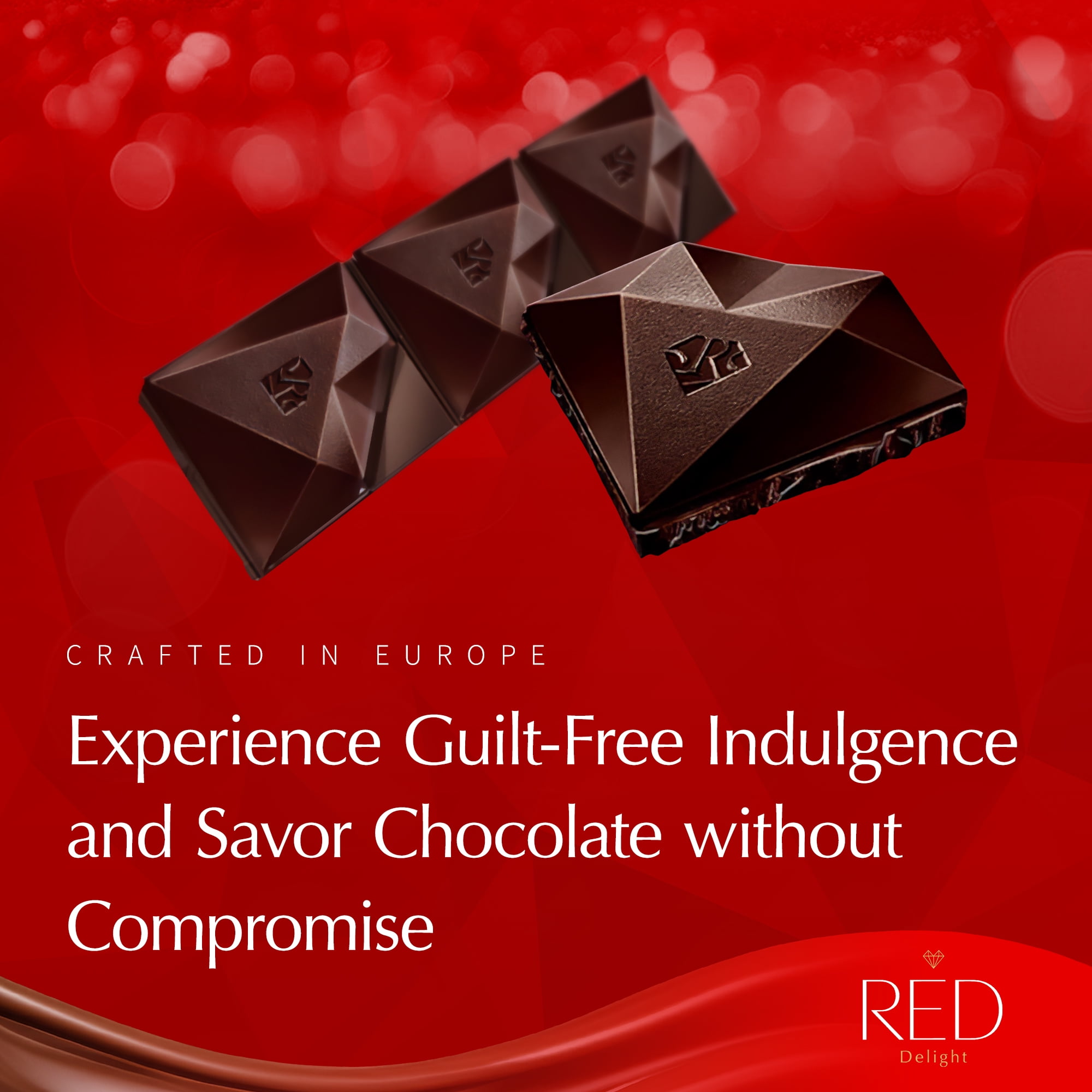 RED Delight Extra Dark Chocolate Full Size Bars (3.53 Ounces Each)