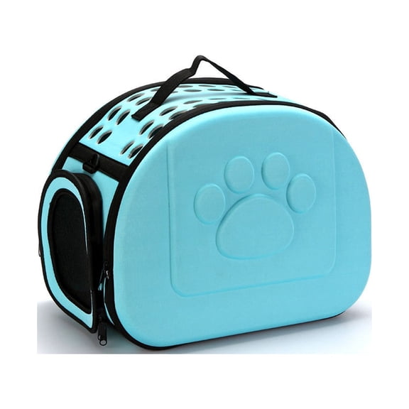 Falleo Clearance Cat Carrier Collapsible Breathable Large Capacity Portable Pet Carrying Bag with Shoulder Hand Strap for Travel Car No Pattern Lake Blue