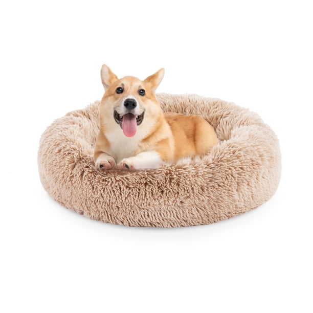Cama relajante tipo donut FluffyDream para perros y gatos, 30 pulgadas, color marrón