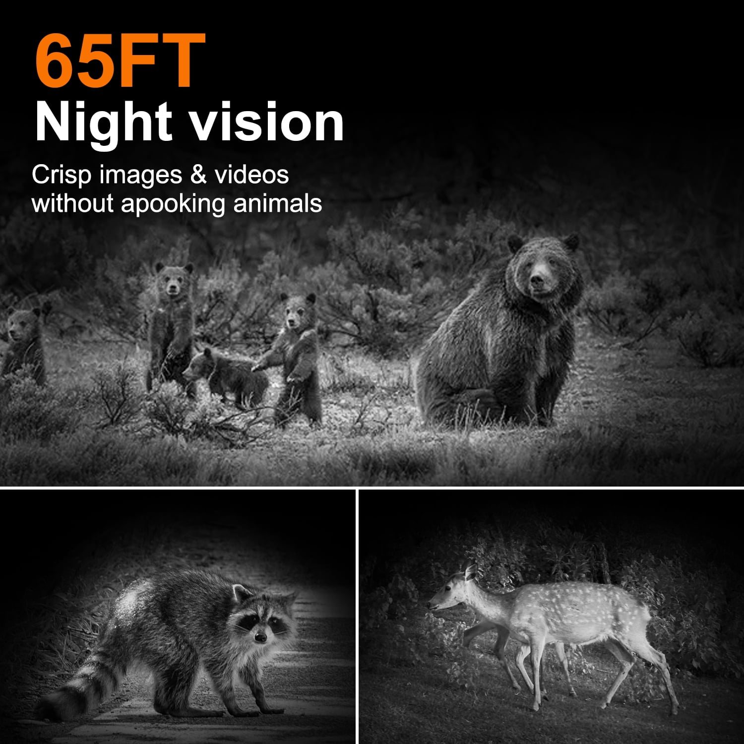 ABCPOW Trail Camera,2.5K 16MP Game Camera with Night Vision Motion, 0.8S Trigger Hunting Camera w/ 32GB TF Card, IP66 Waterproof,46pcs No Glow Infrared Trail Cameras for Outdoor Wildlife