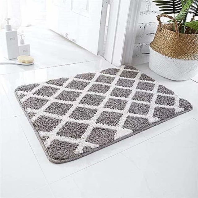 31.5 x 19.7 inch Soft Non-slip Chenille Plush Bath Mat with Super Absorbent and Machine Washable - Gray