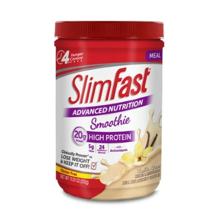SlimFast Advanced Nutrition High Protein Smoothie Mix Powder, Vanilla Cream, 11.4oz (12 (Best Protein To Gain Weight Fast)