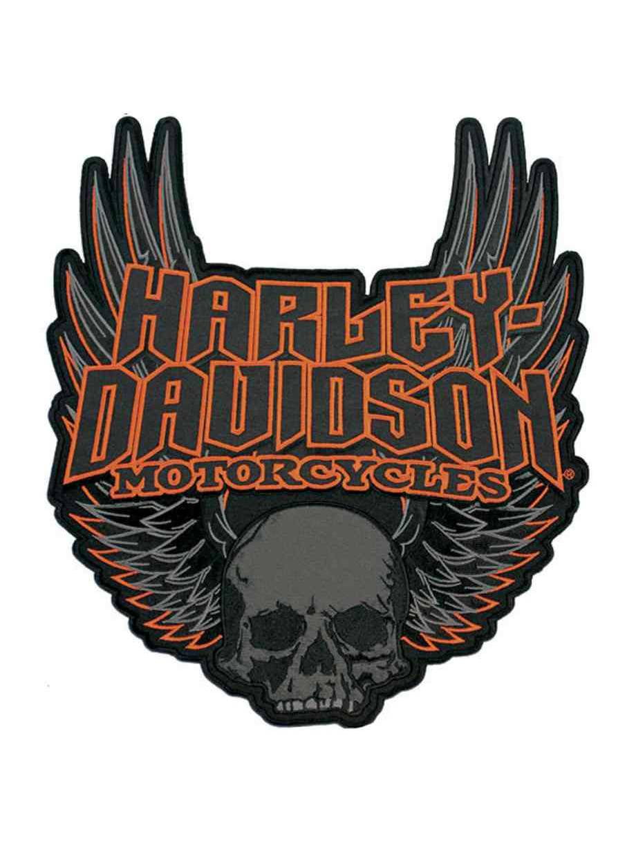 3XL Size Patch EM108307 Harley-Davidson Gothic Winged Skull Embroidered Emblem