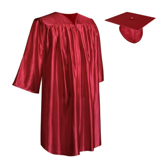 Endea Graduation Shiny Red Graduation Cap and Gown for Pre-school