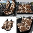 thumbnail image 2 of Xoenoiee Brown Beige Cow Print 15 PCS Car Seat Cover Full Set, with Steering Wheel Cover Seat Belt Pad Cover Trash Bin Rear View Mirror Cover Cup Holders Keychain Air Vent Storage Bag Car Decoration, 2 of 7