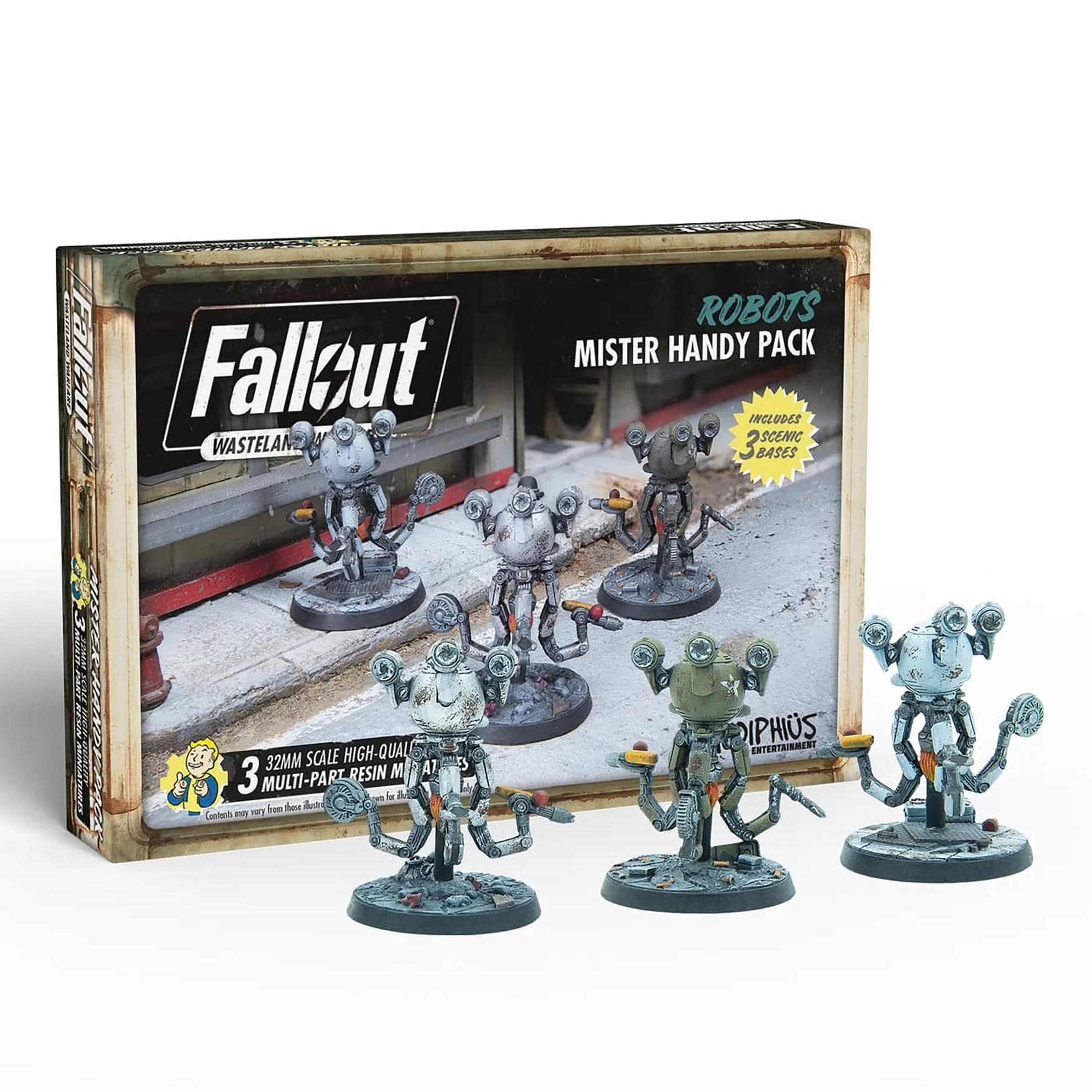 Fallout: Wasteland Warfare | Robots: Mister Handy Pack with 3 Unpainted Miniature Figures