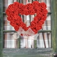 thumbnail image 2 of Heart Shaped Rose Wreath - Artificial Red Rose Love Garland for Wedding Party Decorations, 2 of 5