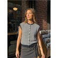 thumbnail image 5 of LMLYSoH Womens Knit Sweater Vest Sleeveless Round Neck Button Up Striped Tops for Casual Streetwear, 5 of 8