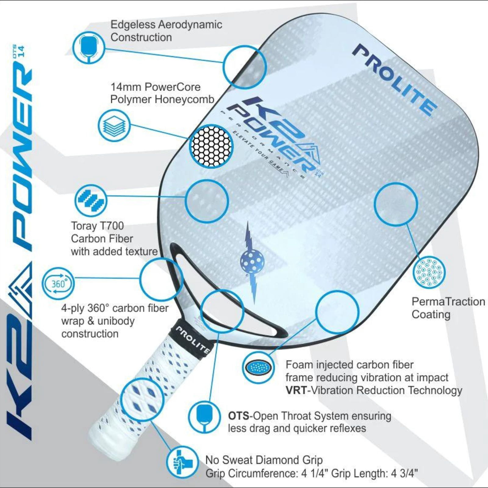 Prolite K2 Power Pickleball Paddle- Sunset