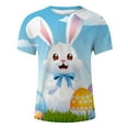 thumbnail image 3 of Mens Easter Tops Theme Print Short Sleeve Round Neck Floral Trend Bottoming Mens Graphic T-Shirts,Light Blue,M, 3 of 4