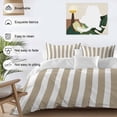 thumbnail image 4 of Beige Striped Duvet Cover Set, Modern Farmhouse Beige White Stripes Soft Duvet Cover Twin Size Bedding Set 4 Pieces, 1 Quiltcover and 2 Pillowcases with Zipper, 1 Bed Sheet for All Seasons, 4 of 9