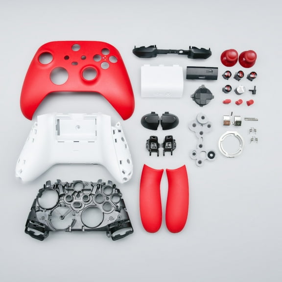 Replacement Shell Kit for Xbox Series X & S Controller, Full Shell Cover, Panel, Mid Frame, Side Rails, Buttons (ABXY, LT RT, LB RB) DIY Shell and Thumbsticks-Red