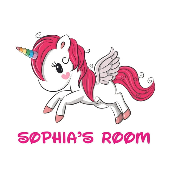 RAINBOW UNICORN - Rainbow Horn Unicorn Vinyl Décor Sticker Multicolored Legendary Creature Adhesive Home Art Wall Decal - Kids Nursery Bedroom Customized Name Lettering Art Wall Sticker 10" x 7"