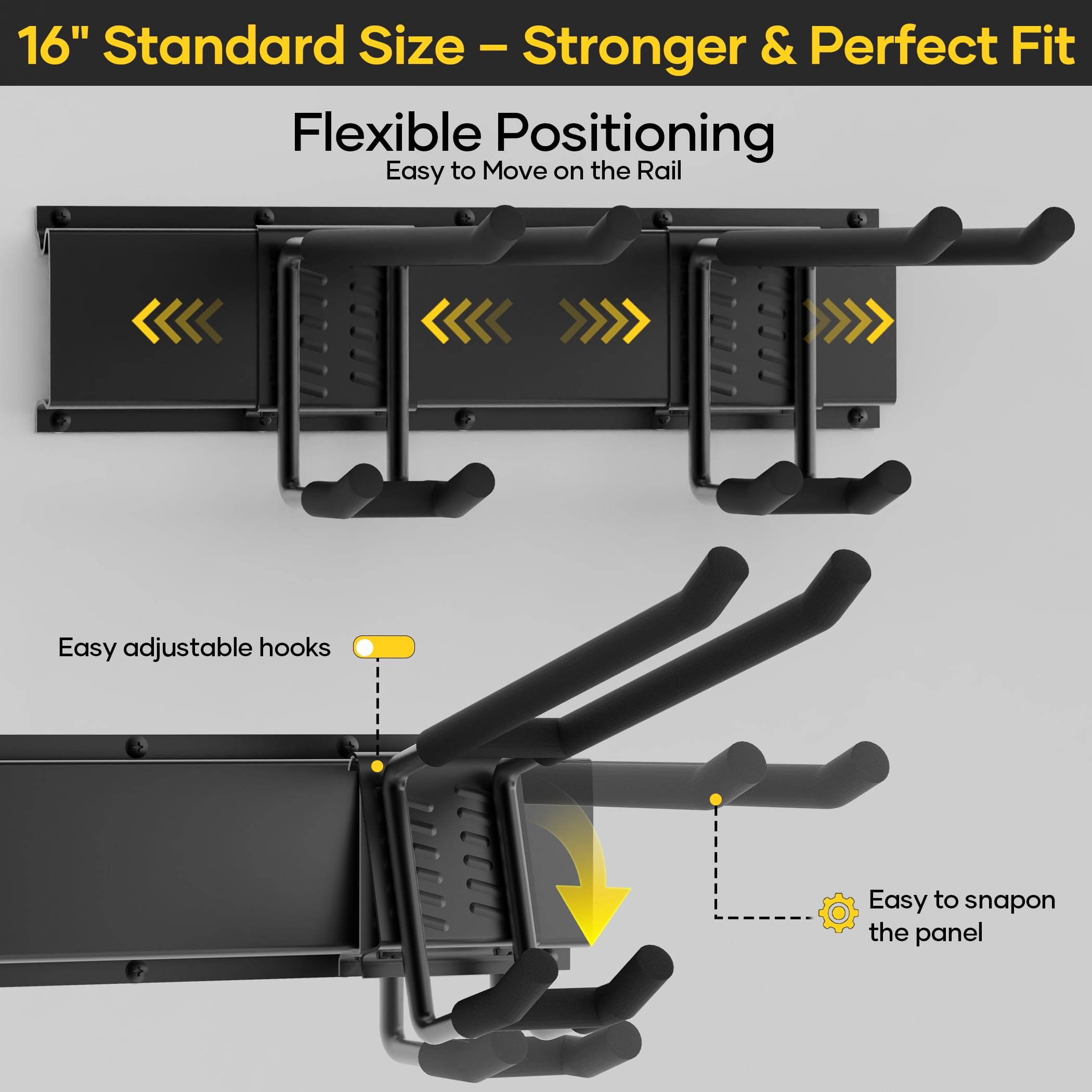 Topritt 48" Garage Wall Tool Organizer  - Heavy-Duty Storage Rack System, 7 Adjustable Hooks, 480 lbs Capacity, Suitable for Sheds & Garden