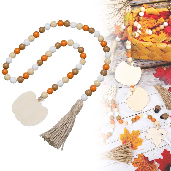 CSSJKYJ Fall Wooden Bead Garland with Pumpkin Tag, Boho Hanging Fall Decor | Fall Tiered Tray Decor, Farmhouse Fall Decor, for Fall Halloween Thanksgiving Decoration