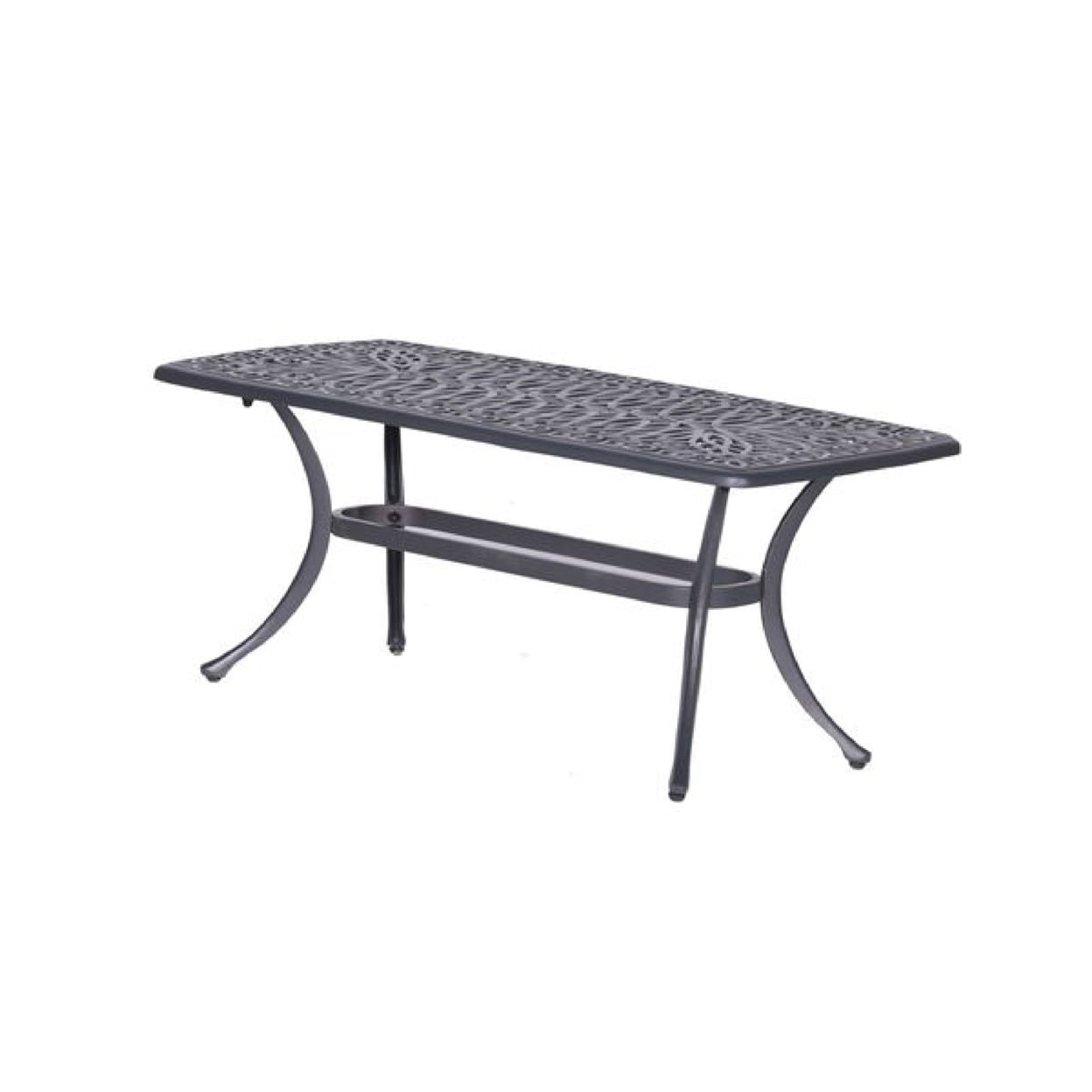 42 Inch Arbor Rectangular Outdoor Metal Coffee Table, Gunmetal Gray