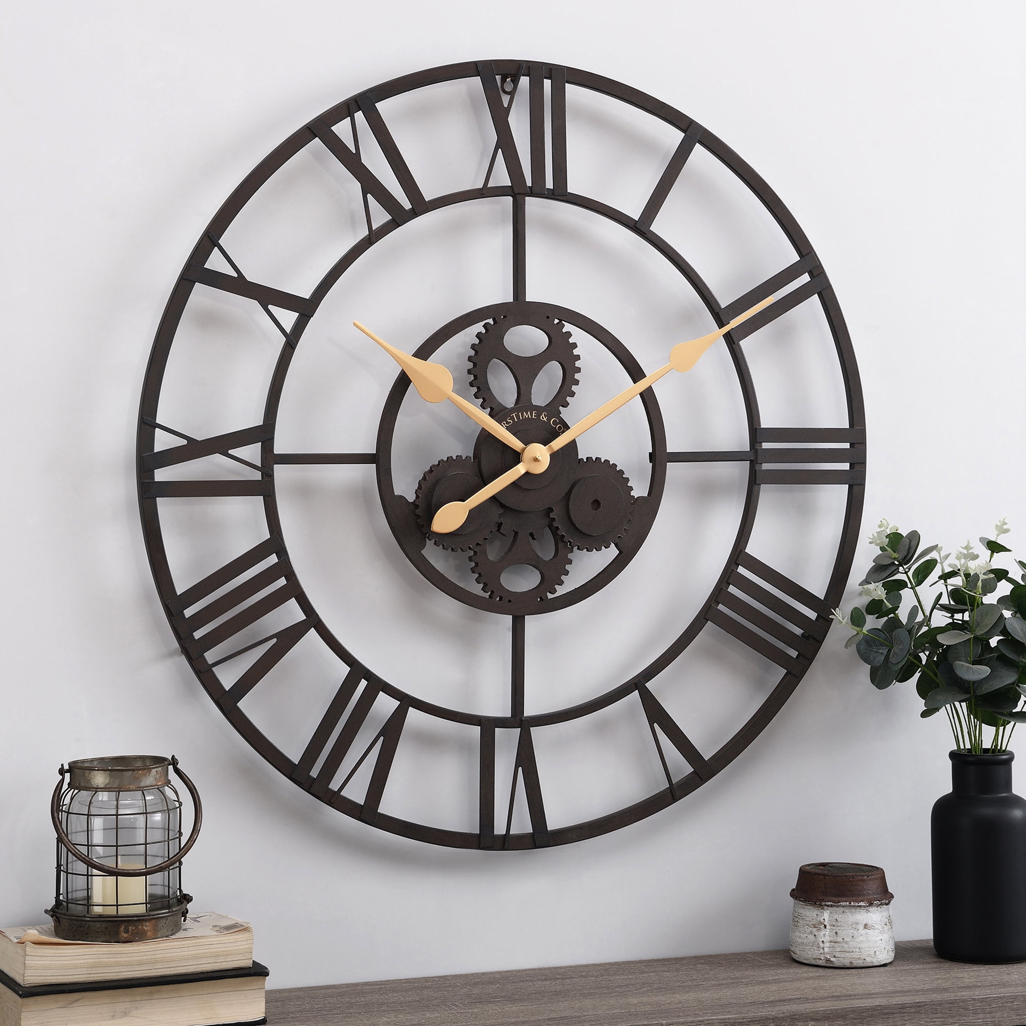 Wall Clock,15.5'' Vintage Clock for Home/Kitchen Decoration Dark Brown 