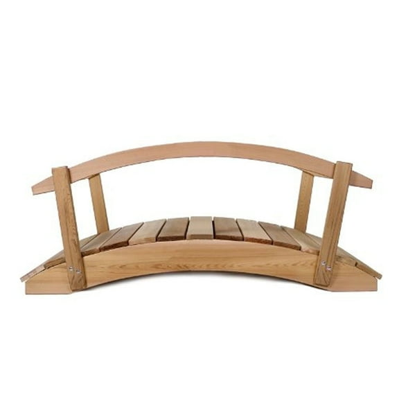 All Things Cedar FB48-R 4-ft Cedar Wooden Bridge with Side Rails - 46.5L x 36W x 33H