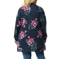 thumbnail image 3 of Agnes Orinda Women's Plus Size Duster Floral Sweater Lightweight Cardigan 1X Navy Blue, 3 of 8