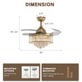 thumbnail image 6 of SILJOY 36-in Gold Chandelier  Retractable Blade Ceiling Fan with Remote Control, 6 of 9