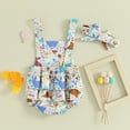thumbnail image 3 of Bagilaanoe Newborn Baby Girl Easter Overalls Rompers Floral Print Sleeveless Bodysuits + Headband 3M 6M 9M 12M Infant Spring One Piece Jumpsuit, 3 of 9