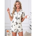 thumbnail image 3 of DARING DIVA Women's Pajama Sets Short Sleeves Bow Button Up Tops and Shorts M White, 3 of 7