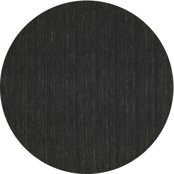 Ahgly Company Machine Washable Indoor Round Contemporary Charcoal Black Area Rugs, 7' Round