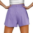 thumbnail image 3 of Olyvenn Women's Athletic Shorts High Waisted Running Shorts Pocket Sporty Short Gym Elastic Workout Shorts Purple S, 3 of 8