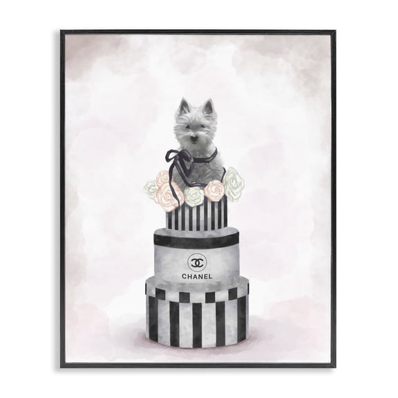 Stupell Industries Contemporary Fashion Dog Box Stack Pink Grey Black Framed Giclee Art, 24 x 30, by Ziwei Li