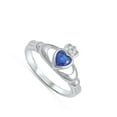 thumbnail image 4 of CHOOSE YOUR COLOR Claddagh Blue Simulated Sapphire Heart Friendship Ring .925 Sterling Silver CZ Female Size 10, 4 of 4