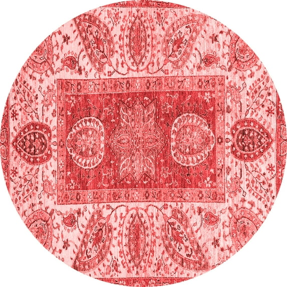 Ahgly Company Indoor Round Abstract Red Modern Area Rugs, 8' Round