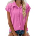 thumbnail image 1 of Camisas de Manga Larga para las Mujeres de Ajuste Suelto de las Mujeres de Algodón de Lino Blusa Casual Cuello en V, Poliéster, 1 of 7