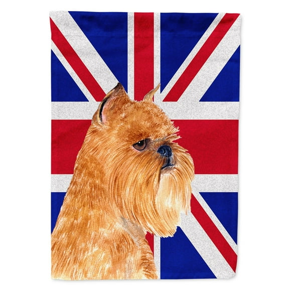 Brussels Griffon with English Union Jack British Flag Garden Flag