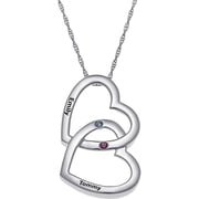 Personalized Planet Sterling Silver Double Heart Necklace