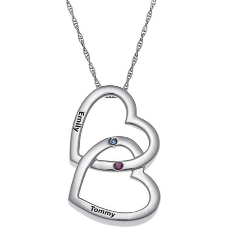 Personalized Planet Sterling Silver Double Heart Necklace