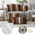 thumbnail image 6 of Brown White Stripe Outdoor Waterproof Pillow Covers, Modern Rustic Vertical Striped Decorative Square Throw Pillowcase Sofa Cushion Sham for Patio/Couch/Chair, 24"x24" 2 Pack, 6 of 8