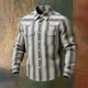 thumbnail image 1 of Ceisia Men's Loose Fit Vintage Blue & Yellow Stripe Print Long Sleeve Cotton Shirt Gray S Gifts, 1 of 3