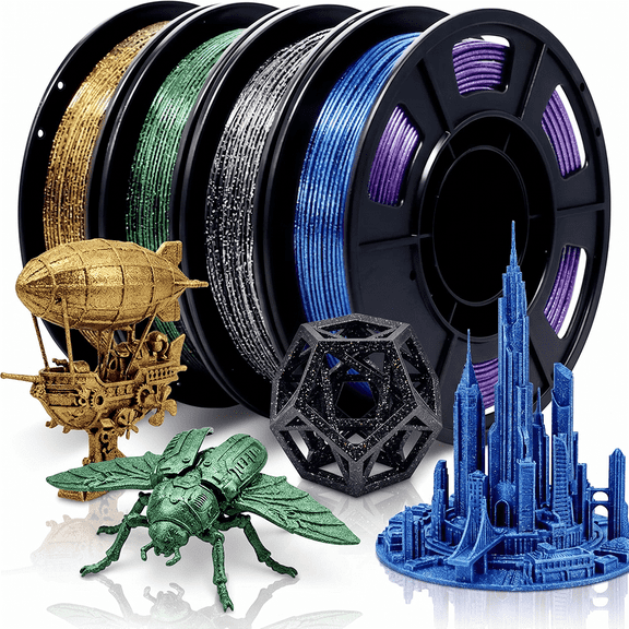 3D Printer Filament Galaxy PLA Filament 1.75mm, 3D Printing Filament Bundle, Multi Color PLA Filament Glitter 250g X 4 Color Pack.