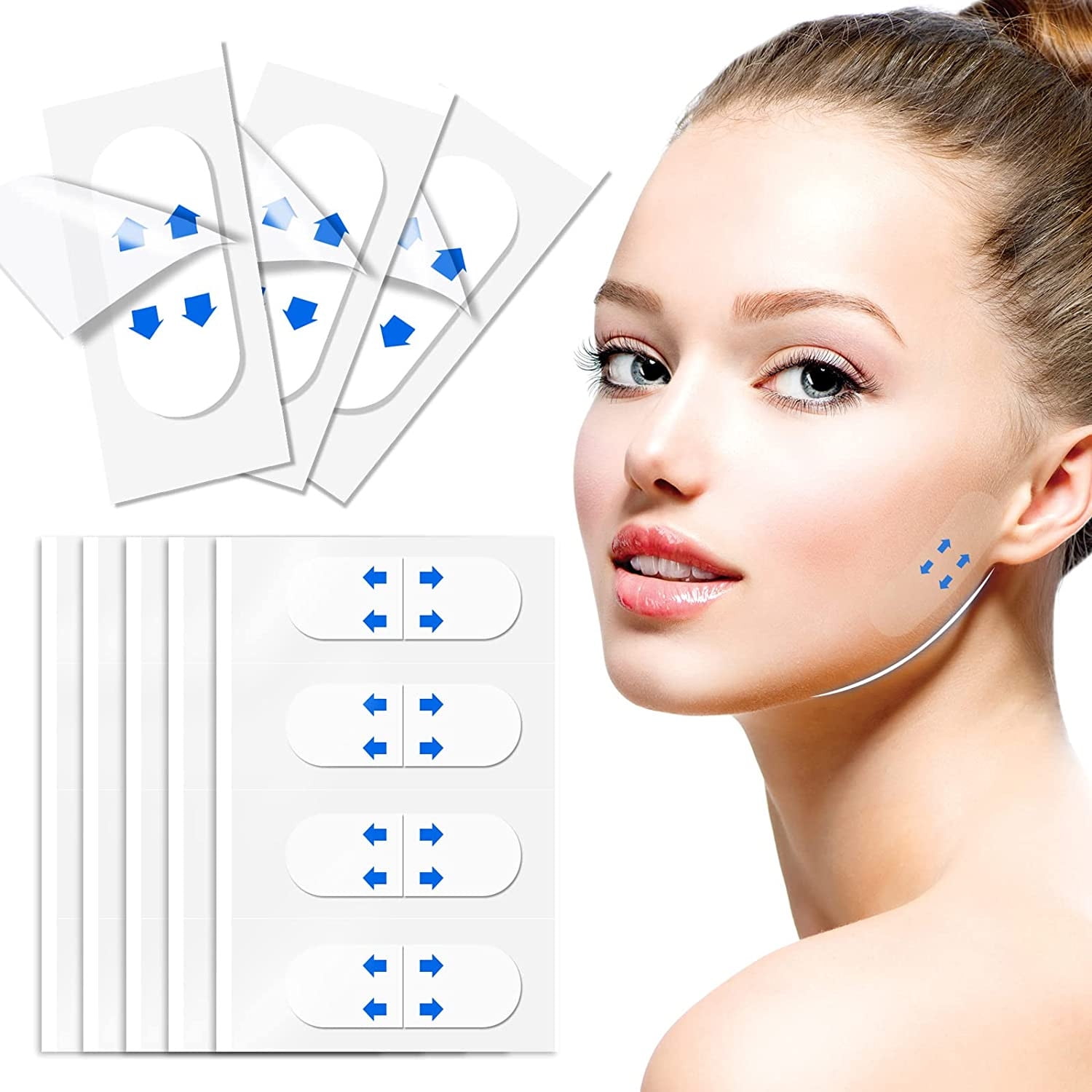 Hiroke Face Lift Tape Invisible, 80 Pcs Instant Neck Facial Lifting