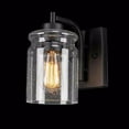 thumbnail image 3 of Globe Electric 44542 Crowe 1-Light Outdoor Wall Sconce with Seeded Glass Shade, Matte Black, 3 of 6