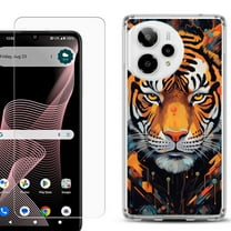 Phone Case for ATT Verge 2 5G, with Screen Protector, by OneToughShield - Cyberpunk Tiger