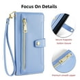thumbnail image 6 of ELEHOLD for Samsung Galaxy A71 4G Wallet Case Crossbody, Zipper Phone Case with Card Holder Large Capacity Wrist Strap Leather Purse Cover for Women Men for Samsung Galaxy A71 4G,Blue, 6 of 7