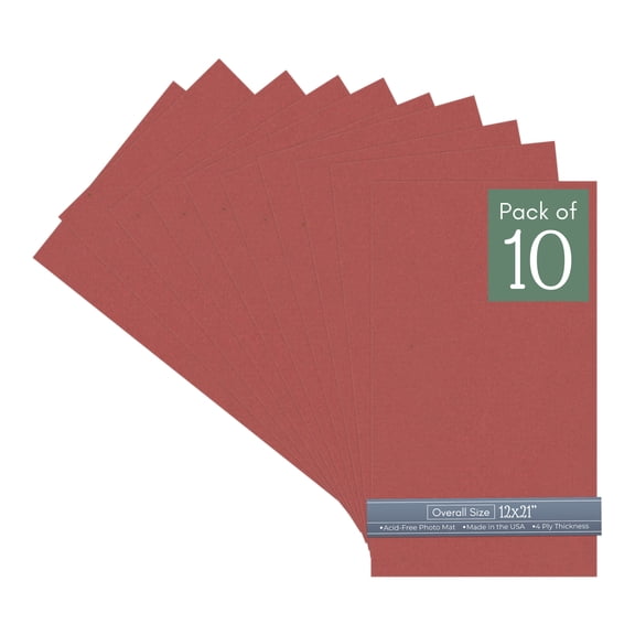 Brick Red 12x21 Uncut Art Mat Board - No Opening - 10 Mats