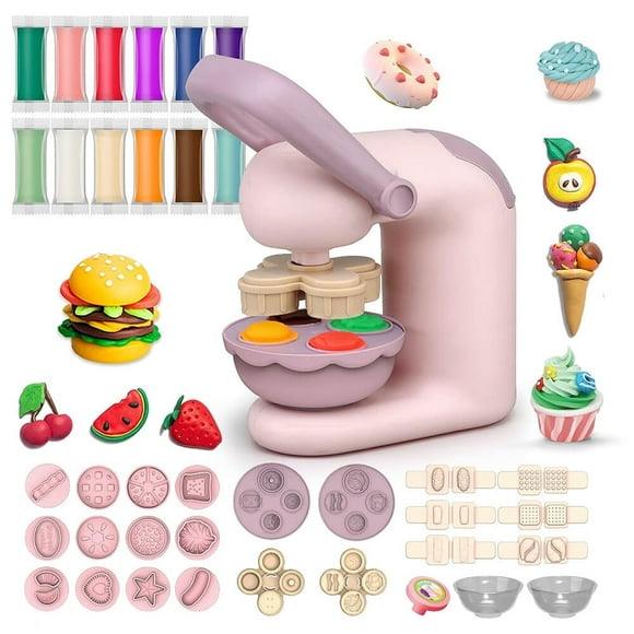 MesaSe Diy Colourful Clay Pasta Machine Kid Pretend Play Simulation Hamburg Machine Set for Girl Toys Gift