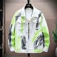 thumbnail image 4 of Chaqueta vaquera negra con botones de estilo hip hop para hombre, chaqueta vaquera blanca para otoño e invierno, ropa de calle desgastada para hombre, una pieza, talla grande 2024, 4 of 5