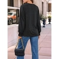 thumbnail image 4 of Blusas de Larga para Mujer, con Cuello Redondo Plisado, Informales, de Negocios, Ropa de Moda. Negro M, 4 of 6