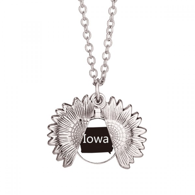 Iowa Estados Unidos usa mapa silueta Collar de girasol collar collar collar colgante