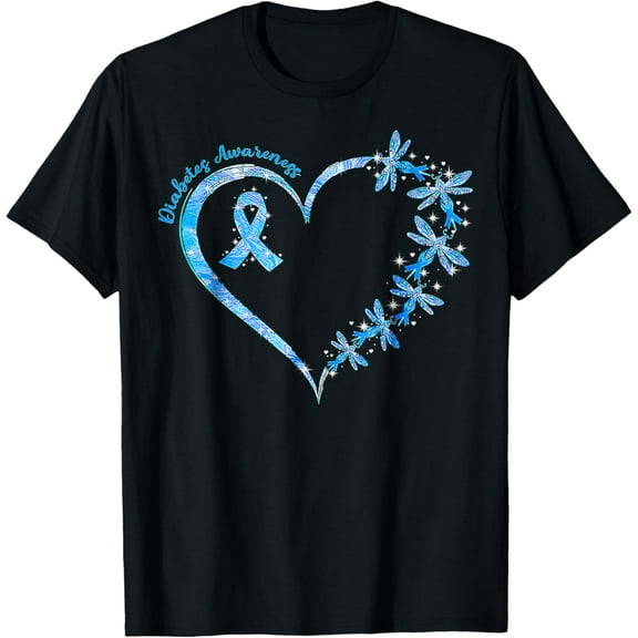 In November We Wear Blue Cure Diabetes Awareness Love Heart T-Shirt